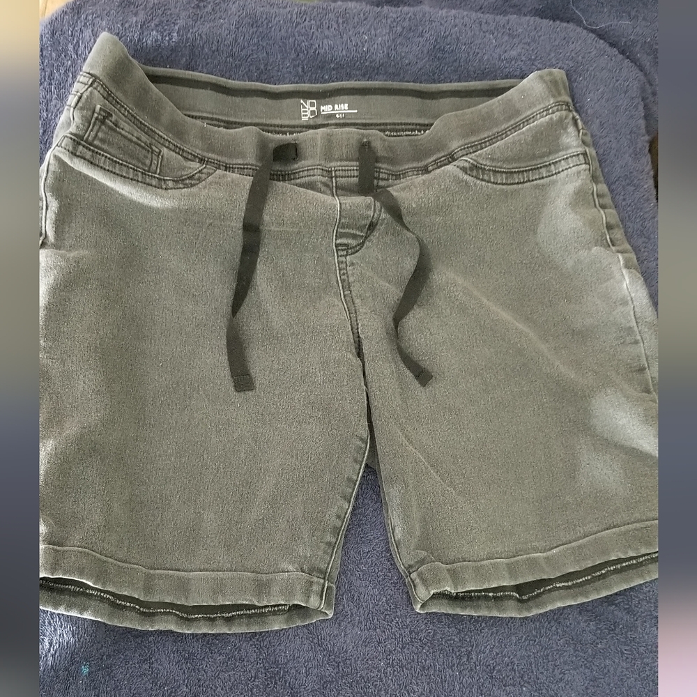 Faded/washed NOBO Mid Rise Black Stretchy Jean Shorts